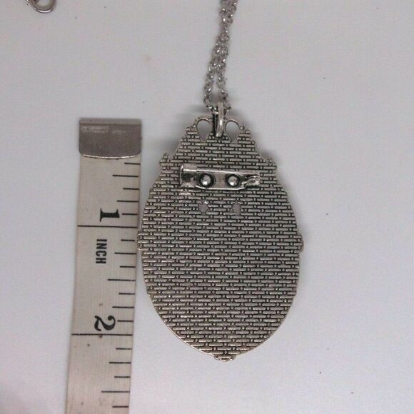 White Opal Aurora Borealis Necklace Antique Silver brooch hat pin garter wedding - Picture 5 of 6